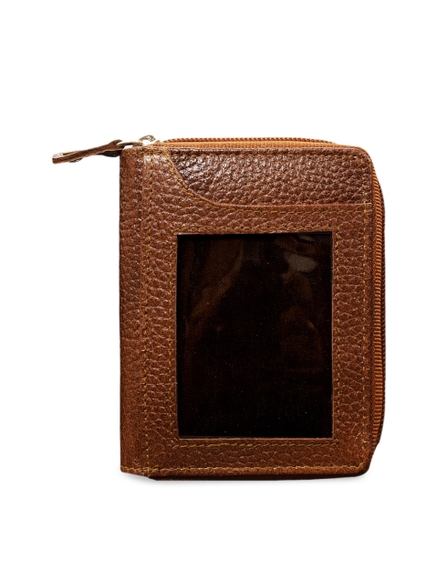 

ABYS Unisex Tan Brown Textured Zip Around Leather Wallet