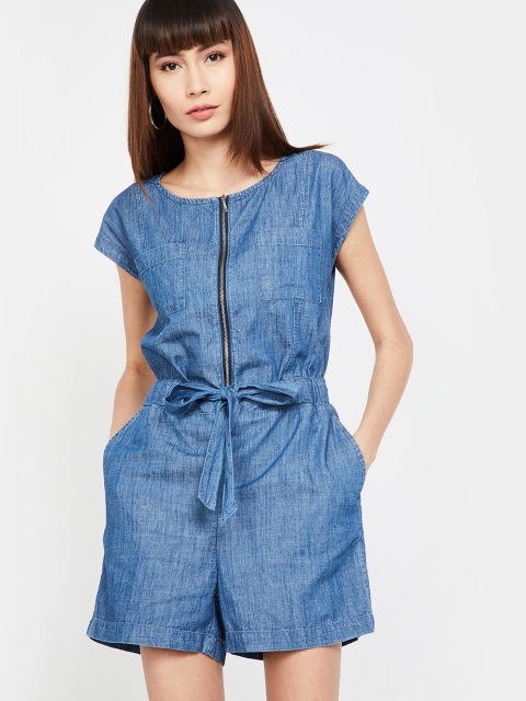 

Fame Forever by Lifestyle Women Blue Solid Denim Playsuit