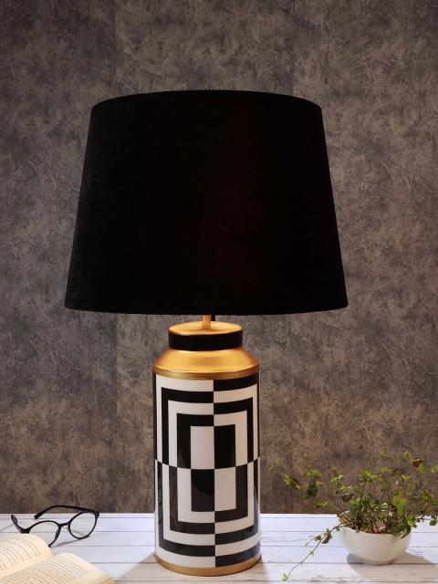 

Grated Ginger Black Printed Posh Bedside Table Lamp with Shade