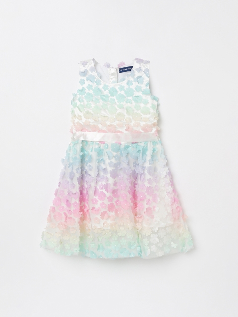 

Fame Forever by Lifestyle Girls Pink & Blue Floral Applique Fit and Flare Dress