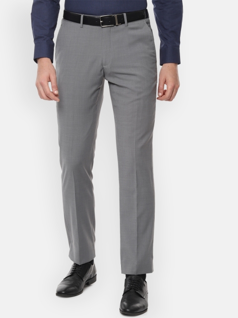 

Louis Philippe Men Grey Regular Fit Self Design Formal Trousers