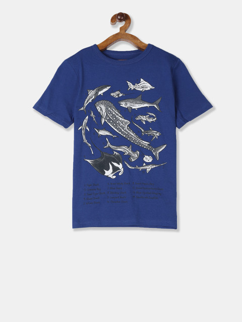 

GAP Boys Blue Printed Round Neck T-shirt