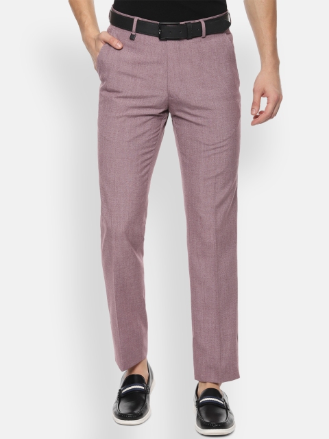 

V Dot Men Mauve Slim Fit Solid Regular Trousers