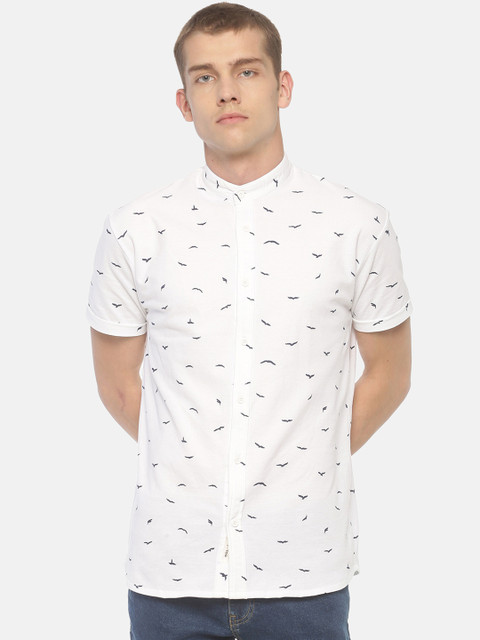 

T-Tog Men White & Black Slim Fit Printed Casual Shirt