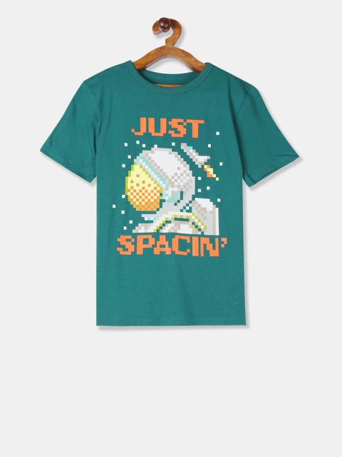 

GAP Boys Green Printed Round Neck T-shirt