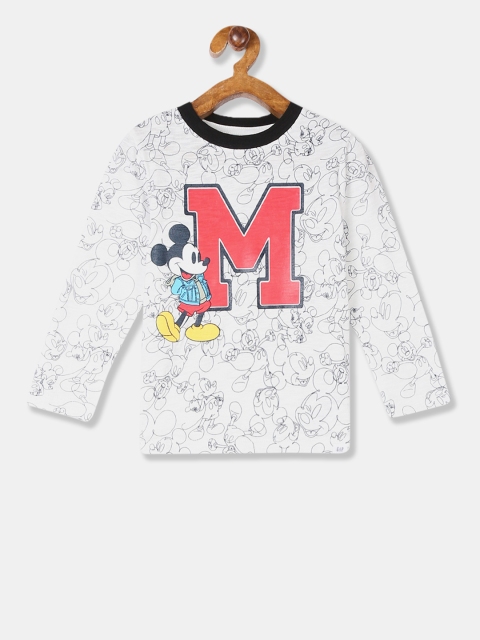 

GAP Boys White & Red Mickey Mouse Printed Round Neck T-shirt