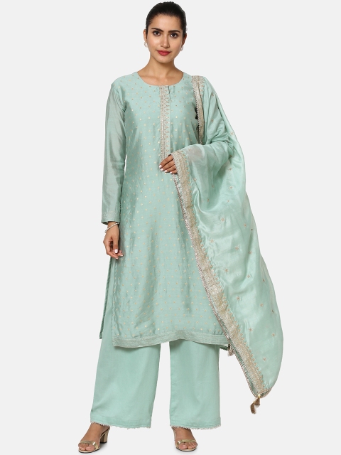 

Soch Sea Green Silk Blend Unstitched Dress Material