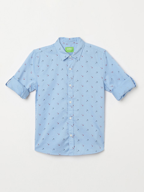 

Bossini Boys Blue & Red Regular Fit Printed Casual Shirt