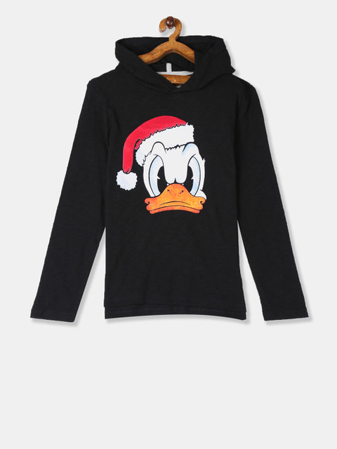 

GAP Boys Black Donald Duck Printed Hood T-shirt
