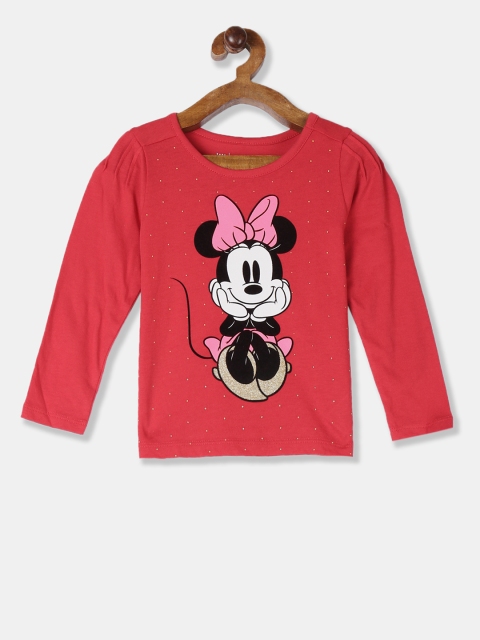 

GAP Girls Red Printed Minnie Mouse Graphic Pintucked T-shirt