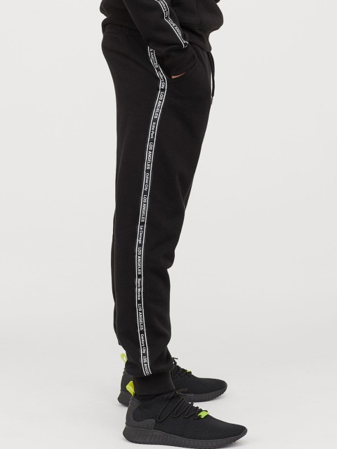 

H&M Men Black Sweatpants With Side Stripes