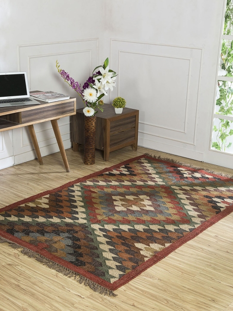 

Jaipur Rugs Red & Green Geometric Jute & Hemp Tribal Handmade Carpet