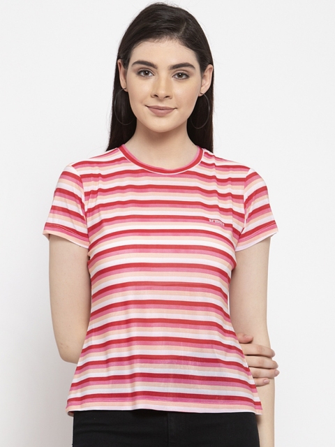

armure Women Pink & Cream-Coloured Striped Top