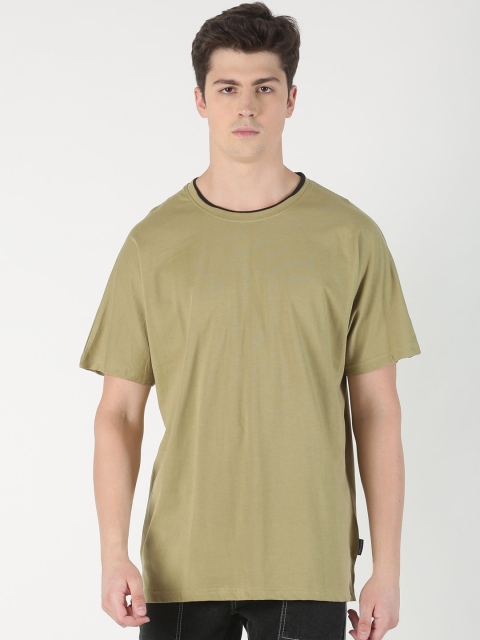 

Blue Saint Men Olive Green Solid Round Neck T-shirt
