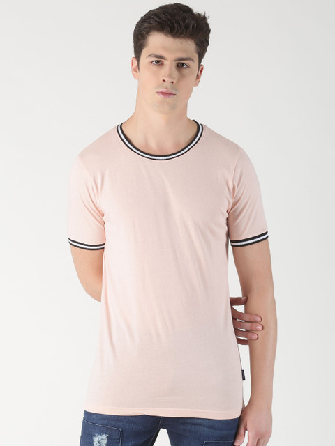 

Blue Saint Men Pink Solid Round Neck T-shirt