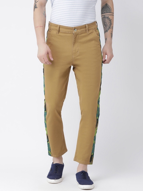 

REALM Men Beige Slim Fit Solid Regular Trousers