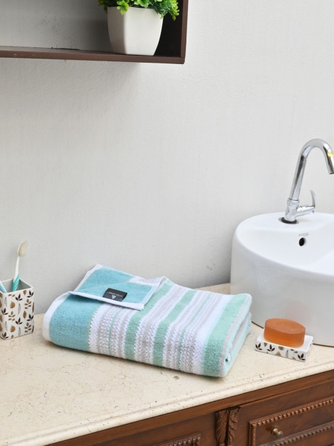 

Avira Home Turquoise Blue & White Striped Bath Towel GSM 600