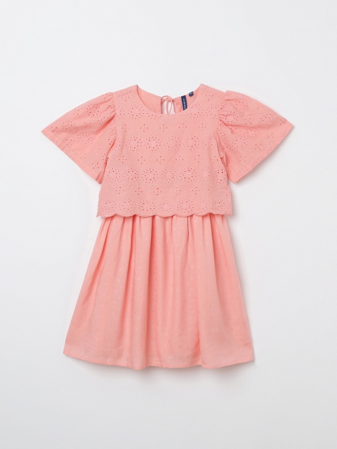 

Fame Forever by Lifestyle Girls Pink Schiffli Fit and Flare Dress