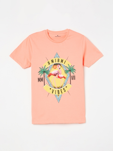 

Fame Forever by Lifestyle Boys Orange Printed Round Neck T-shirt