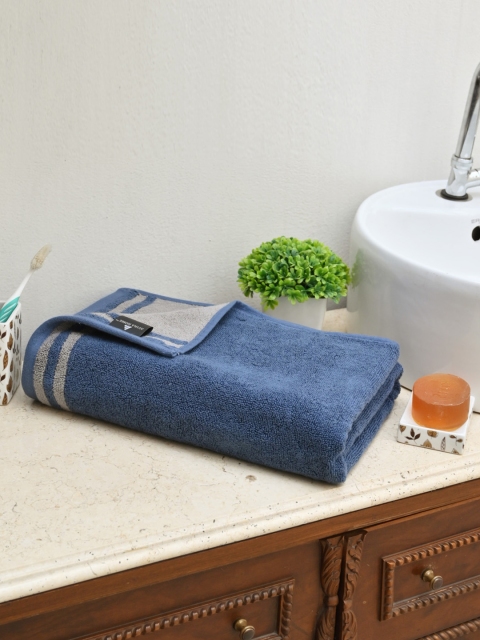 

Avira Home Unisex Blue & Grey Solid Anchor 550 GSM Bath Towel
