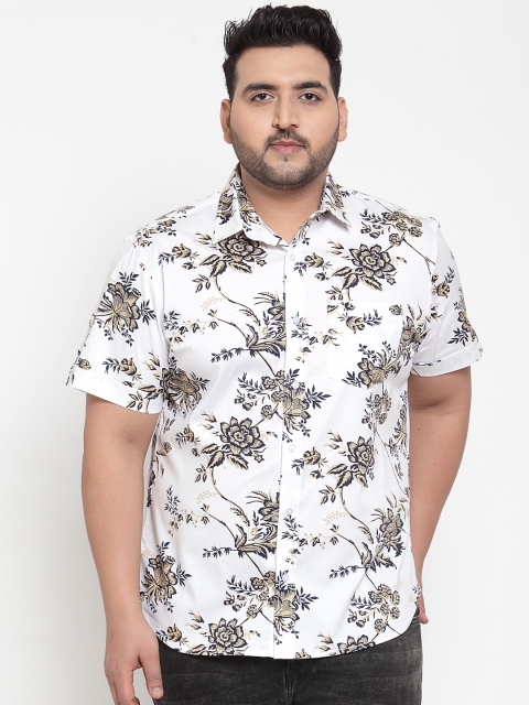 

plusS Men White & Beige Regular Fit Printed Casual Shirt