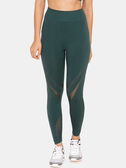 

Zelocity Women Green Solid Tights