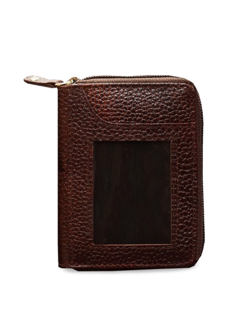 

ABYS Unisex Brown Textured Zip Around Leather Wallet