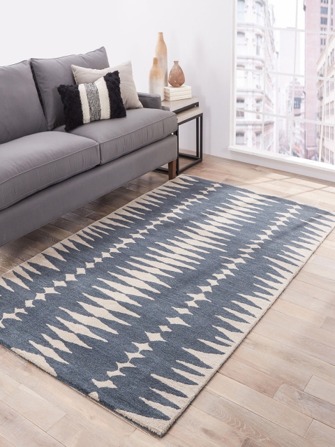 

Jaipur Rugs Blue & Grey Geometric Hand-Tufted Carpet