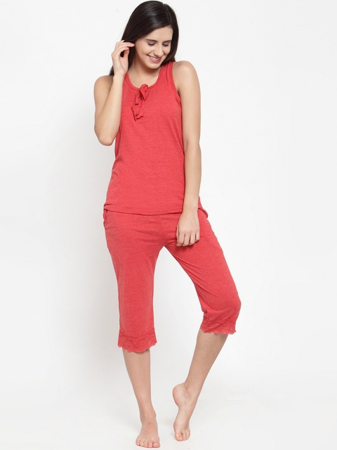 

Claura Women Red Solid Night suit