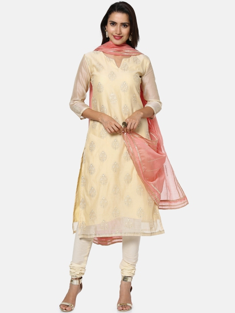 

Soch Beige & Peach-Coloured Silk Blend Unstitched Dress Material