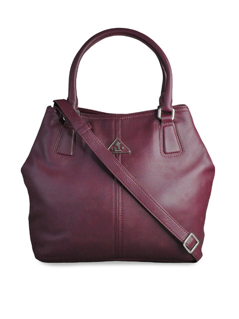 

ILEX Burgundy Solid Leather Handheld Bag