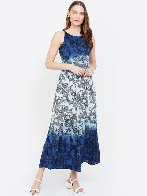 

CODE by Lifestyle Women Blue & Black Printed Fit and Flare Dress