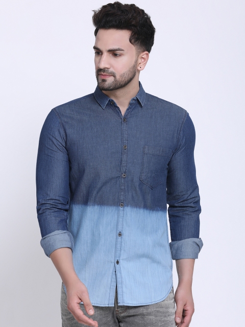 

Crosscreek Men Blue Slim Fit Faded Casual Denim Shirt
