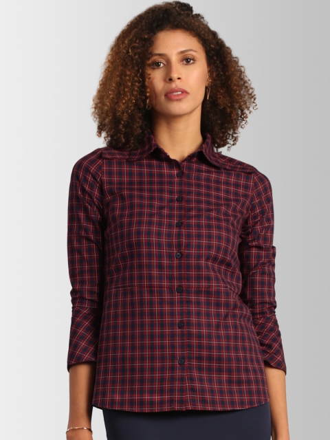 

FableStreet Women Red & Blue Tailored Fit Checked Casual Shirt