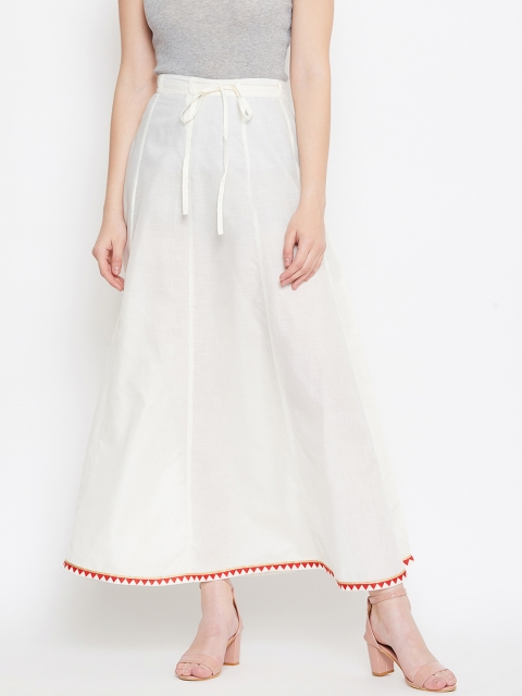 

Tulsattva Women Off White Solid Flared Maxi Skirt