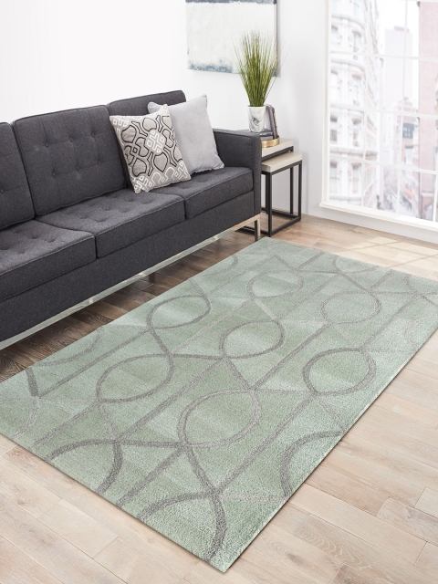 

Jaipur Rugs Grey & Green Geometric Hand-Tufted Pure Woolen Carpet
