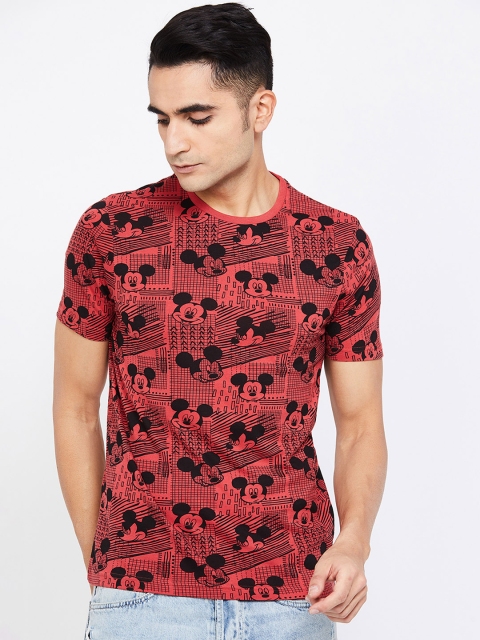 

Fame Forever by Lifestyle Men Red & Black Mickey Mouse Printed Round Neck T-shirt