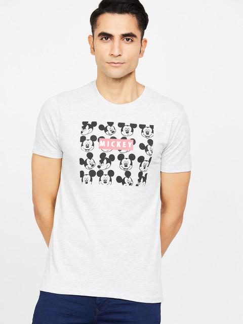 

Fame Forever by Lifestyle Men Grey Mickey Mouse Printed Round Neck T-shirt