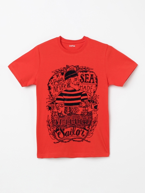 

Bossini Boys Red & Black Printed Round Neck T-shirt
