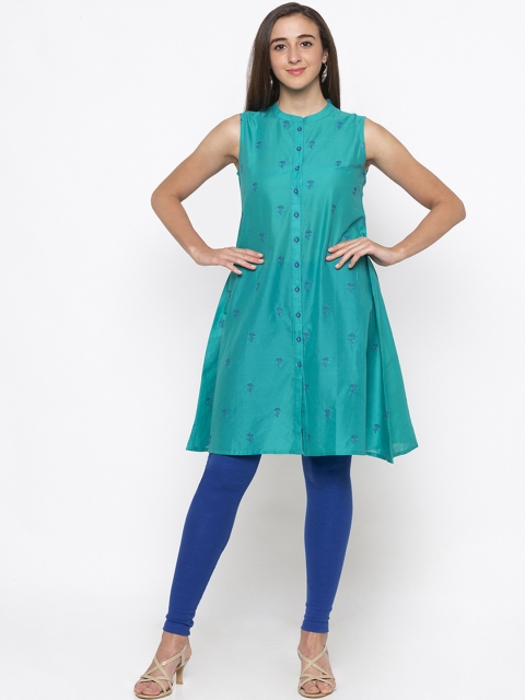 

Globus Women Turquoise Blue Printed A-Line Kurta