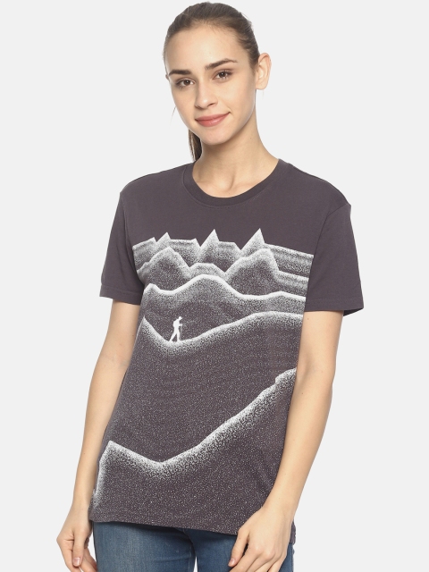 

Wolfpack Women Grey Printed Round Neck T-shirt