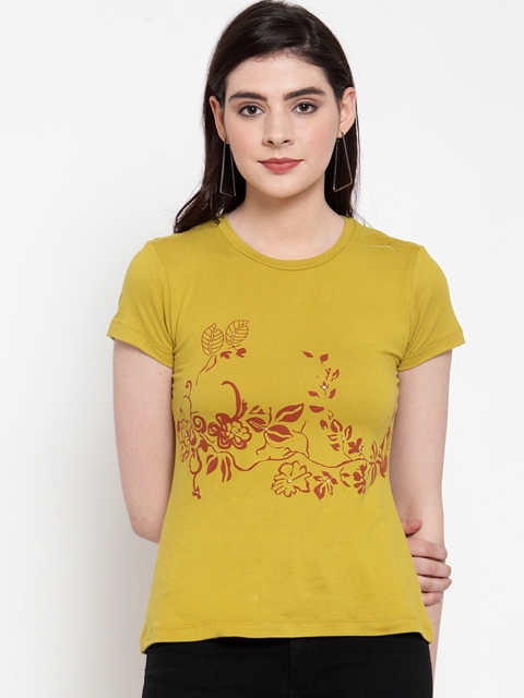

armure Women Mustard Yellow Printed Top