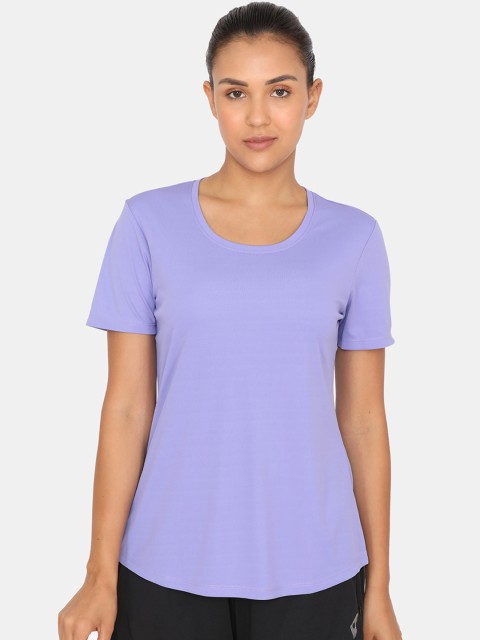 

Zelocity Women Lavender Solid Round Neck T-shirt