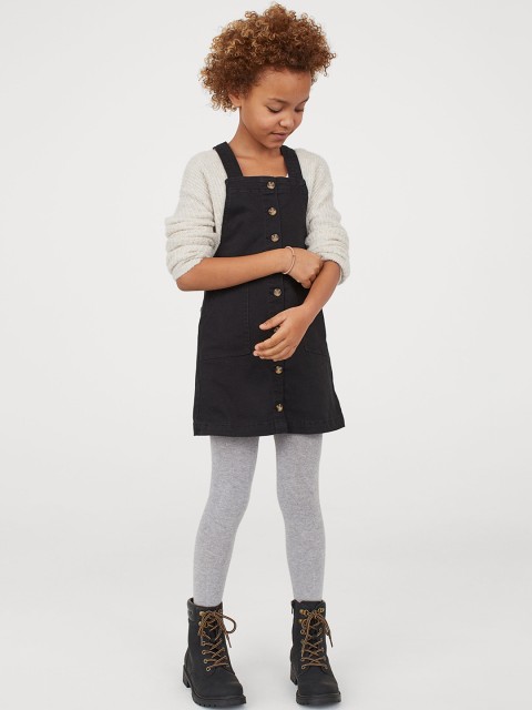 

H&M Girls Black Cotton Twill Dungaree Dress