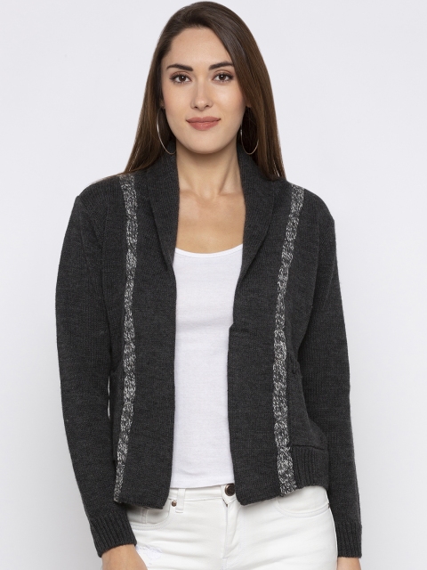 

Globus Women Grey Solid Open Front Shrug