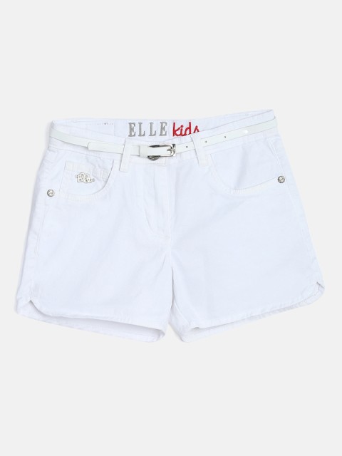 

ELLE Girls Off-White Solid Regular Fit Regular Shorts