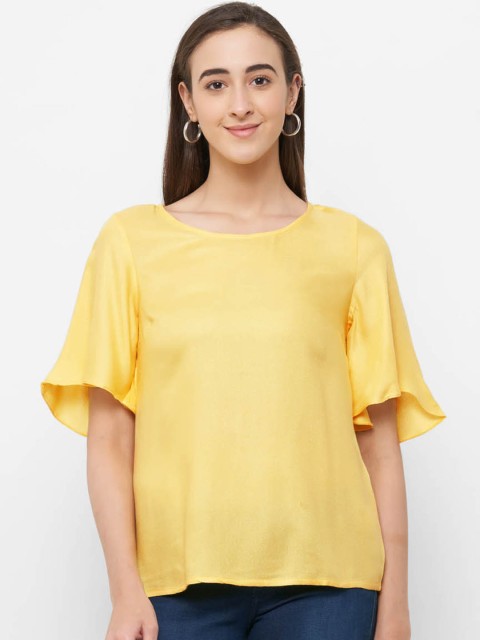 

109F Women Yellow Solid Top