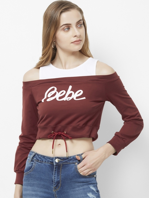 

bebe Women Maroon Printed Sweatshirt