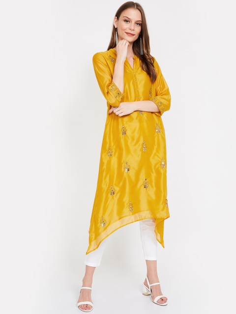 

Melange by Lifestyle Women Mustard Yellow Embroidered A-Line Kurta