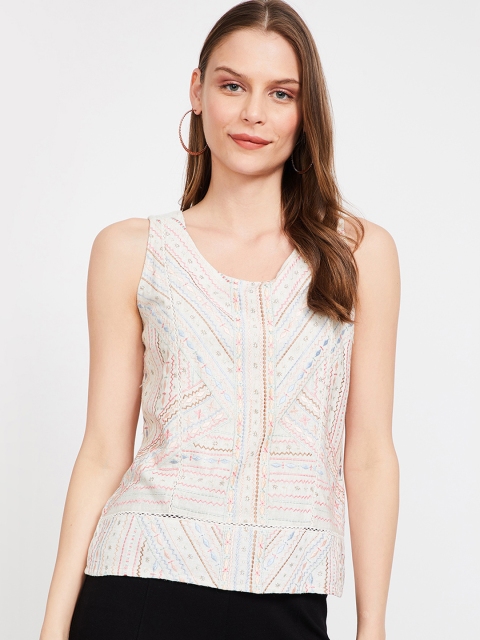 

CODE by Lifestyle Women Beige Embroidered Top